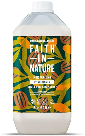 Faith In Nature Natural Shea & Argan Conditioner, Moisturising for Curly Hair & Dry Scalp, Vegan & Cruelty Free, No SLS, Silicones or Parabens, 5L Refill Pack