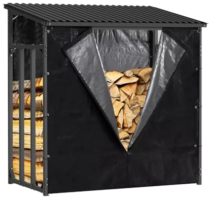 Gardiun Porte-bûches extérieur Wood Shed I 143 x 70 x 145 cm en Acier galvanisé avec Housse imperméable, bâche de Protection et Support inférieur