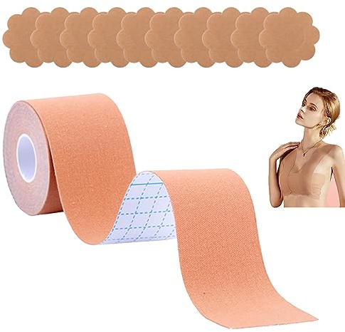 GNAUMORE Sujetador Cinta,Cinta de Pechos,Cinta de Pechos para Levantar Sujetador,Cinta Adhesiva de Sujetador Invisible Impermeable,Levantador de Senos,Cinta Adhesiva para el Pecho,Tape Cubre Pezones