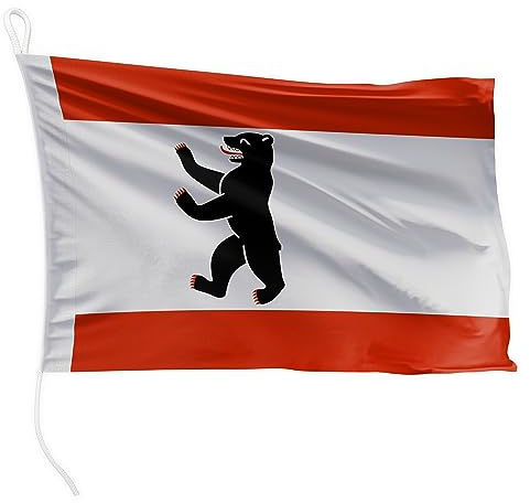 FLAGLY Drapeau de bateau de qualité supérieure 20 x 30 cm – Poids du tissu 115 g/m² – Imprimé, robuste et résistant aux intempéries avec tricot et boucle, accessoire de bateau à moteur (Berlin)