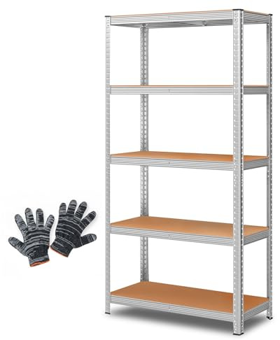 Crystals Heavy Duty 5 Tier Racking Shelf Garage Shelving Storage Shelves Unit 180 x 90 x 40cm (Metal Shelf)