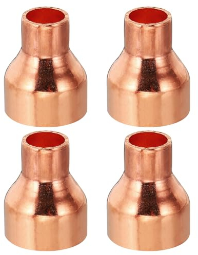 PATIKIL 1 to 1/2 ID Copper Reducer, 4pcs 99.9% Pure Copper Reducing Coupling Pressure Fitting Pipe Tube Connector Adapter with Sweat Solder Connection for HVAC Refrigeration System
