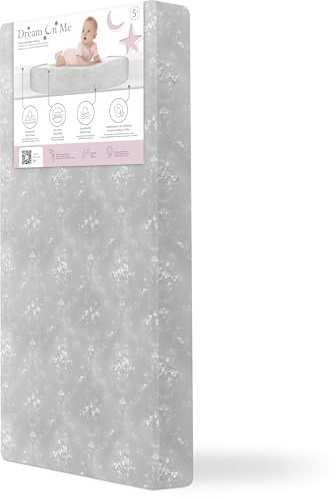 Dream On Me Snooze 2-in-1 5 Firm Fiber Crib & Toddler Mattress (52 L x 28 W), Dual-Sided, Extra Firm Thermo-Bonded Fiber Core, Waterproof & Stain Resistant, Greenguard Gold & BSA Certified - Grey