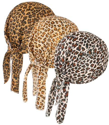 DOCILA Do Rags Skull Cap for Men Leopard Motorcycle Durags Cheetah Helmet Liner Beanie Animal Cycling Head Bandana Sports Doo Dew Hair Cover