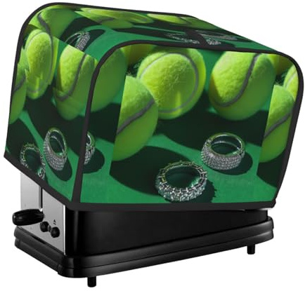 Copertura per tostapane a 2 fette, per palline da tennis, con tasche per piccoli elettrodomestici da cucina, protezione dalle impronte digitali, lavabile in lavatrice