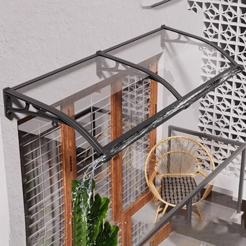 YNAYGDIUGD Auvent De Porte D'entrée Extérieure,Marquise De Porte Exterieur 100x200 CM,Auvent Porte D’Entrée En Polycarbonate, Protection Contre Pluie Et UV Avec Grande Gouttière,pour Terrasse Balcon P