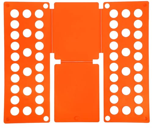 QUARKZMAN Skjorta mappbräda, t-shirt klädvikbar bräda i plast t-shirt organisatör för garderob låda enkel klädförvaring (orange, 40 x 40 cm)