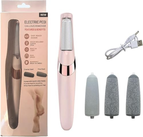 Electric Foot File, Electric Callus Remover for Feet, USB Rechargeable Waterproof Hard Skin Remover Foot with 4 Brush Heads, for Treating Dry Cracked Heels, Calluses and Dead Skin