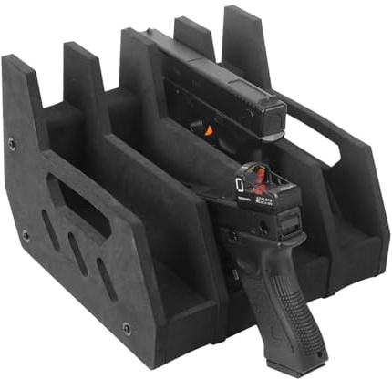 Gexgune Supporto per pistola da 4/6/8 slot | Supporto porta pistola in schiuma per cassaforte e armadietto | Espositore per pistola antigraffio (4Slot)
