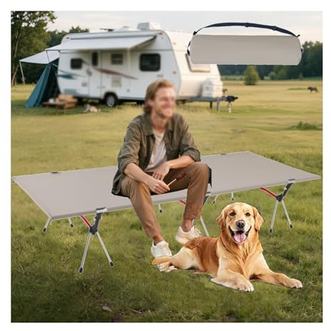 HUFIREHU Lit De Camp Pliable Lit Dappoint 1 Personne Single Folding Sofa Bed Lits Tout Fait pour Camping Car Sac De Couchage Adulte IdéAl pour Le Camping Et La Sieste(Khaki,191 * 80CM_3-Bracket)