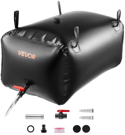 VEVOR Réservoir d'eau Souple 240 L Vessie de Stockage Eau Pliable Sac Conteneur d'eau en PVC pour Irrigation de Jardin, Camping, Camping-Car, Utilisation Extérieur, Stockage Urgence, Résistant, Noir