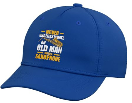 Old Man with a Saxophone Player Adjustable Printed Baseball Hat, Royal Blue