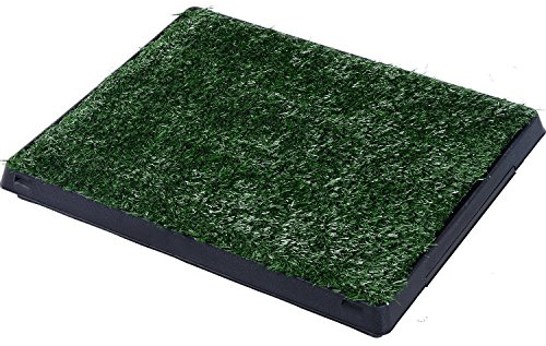 PawHut Inodoro para Perros con Césped Artificial y Bandeja Inodoro Interior para Mascotas con Cajón Lavable para Hacer PIS Pipi Orinar 51x63x6 cm Verde