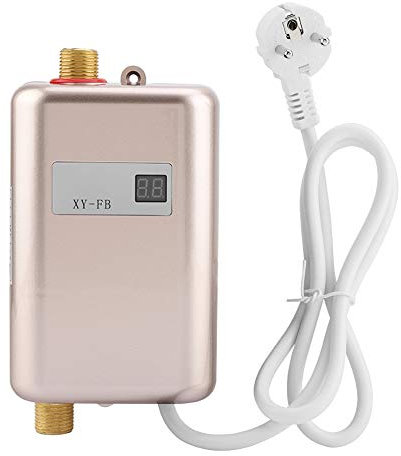 Réchauffeur d'eau instantané, mini salle de bains cuisine 220V 3800W de cuisine Chauffe-eau instantané électrique sans réservoir avec affichage à cristaux liquides EU(d'or)