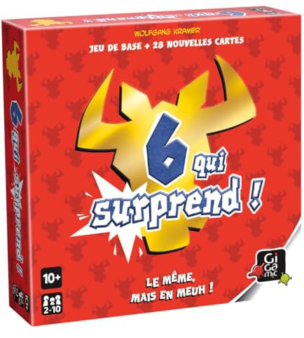 GIGAMIC - 6 Qui Surprend ! - Jeux de société - Jeux de cartes dès 10 ans - Jeu d'ambiance pour enfant, famille et amis - 28 Cartes Spéciales - De 2 à 10 joueurs - 45 Min - Version Française - AMZIX