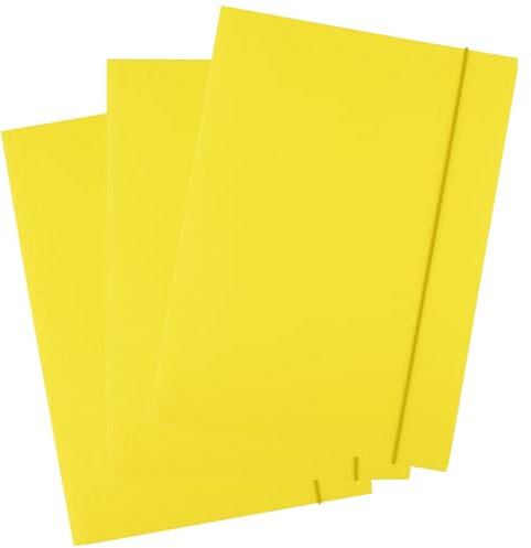 D.RECT 25 Stück Sammelmappe aus Karton, Postmappe mit Gummiband, 300g Gelb