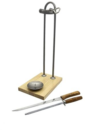 FERRETERIA LEPANTO JAMONERO Vertical Negro con Base DE Madera + Regalo Cuchillo Y CHAIRA