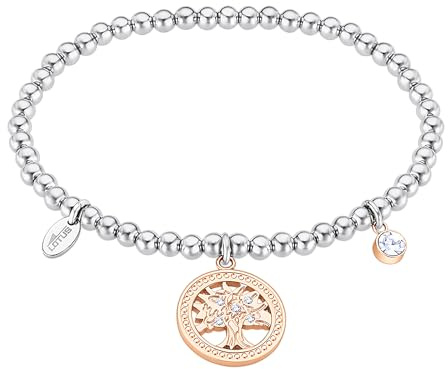 LOTUS STYLE Pulsera Acero Inoxidable Mujer LS2171-2/4 Árbol de la Vida - Sofisticado Brazalete con Pulido y Acabado Refinado 17 cm - Regalo de Cumpleaños - Aniversario - Ocasiones Especiales