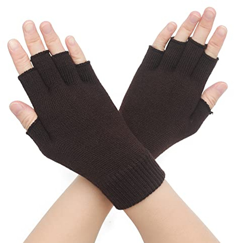 ZLYC Guantes de lana de medio dedo para mujer, guantes de punto sin dedos para invierno, Taille unique