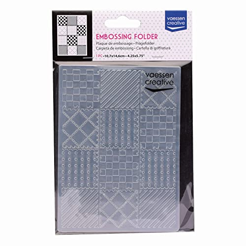 Vaessen Creative Embossing Folder, Quilt Blocks, 14,6 x 10,7 cm, for Adding Texture and Dimension to Papercraft Projects, Scrapbooking, Photo Albums, Envelopes and Cards Like Birthday Cards