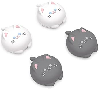 PlayVital Joystick Caps für PS5,Stick Aufsätze für PS4,Kappen für Xbox Series X&S,Thumbstick Schutzkappen Zubehör für Xbox One,Analog Stick Kappen für Switch Pro Controller-Süße Kitty