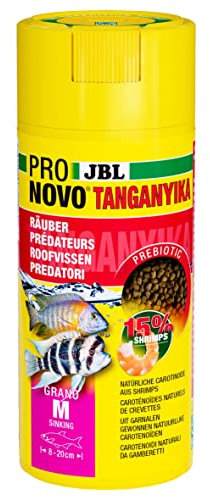 JBL PRONOVO TANGANYIKA GRANO, Hauptfutter für alle Buntbarsche von 8-20 cm, Klickdosierer, Fischfutter-Granulat, Größe M, 250 ml