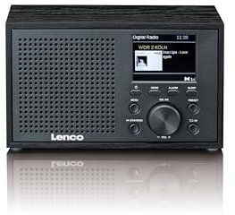 Lenco DAR-017 DAB+ Radio – Radio compatta DAB+ con Bluetooth 5.0 – Memoria stazioni – Ricevitore FM – 2 sveglia – 3 Watt RMS – 3,5 mm AUX – nero