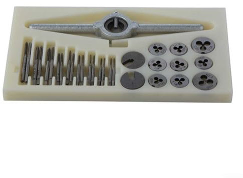 Lioaeust 31-teiliges Gewindeschneid-Set, 31 Stück M1-M2,5 HSS-Gewindestopfen, Gewindebohrer, metrisches Gewindebohrer- und Schneideisen-Set für Modellbau, Uhrmacherei