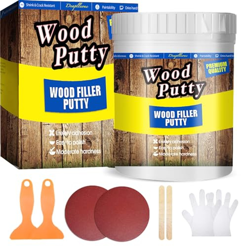 Wood Filler Putty - Natual Wood Putty Filler, Wood Filler Paintable, Stainable. Wood Furniture Repair Kit Can Quickly Repair Damaged Holes, Cracks and Chips. Wood Crack Filler - 9.87 Ounce