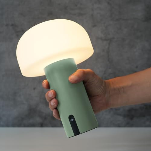 Starnearby LED Akku Outdoor Tischlampe Kabellos Pilz Lampe, Touch Dimmbare Akku Tischleuchte Outdoor Warmweiß, Tragbare IP44 Wasserdicht Outdoor Lampe für Außen Tisch Garten Camping (Grün)