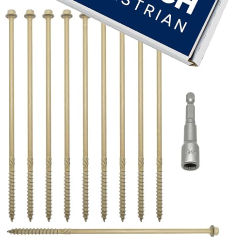 Heavy Duty Structural Railway Sleeper Landscaping Decking Frame Fixing Screws with Free 8mm Hex Bit ( 25 Pack of 175mm Wood Screws )