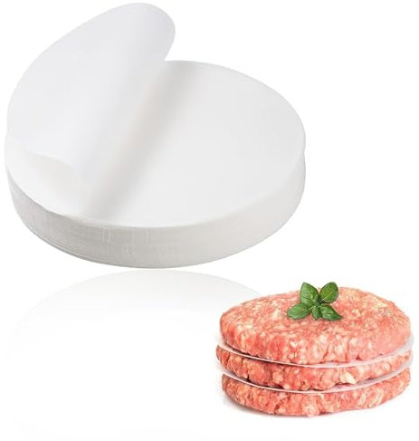 500 Pièces Papier Antiadhésive Steak Haché Diamètre, Papier Sulfurisée de Galettes Hamburger, Papier Parchemin Ronde Imperméable et Résistant à Haute Température, Feuilles de Papier Cuisson (10cm)