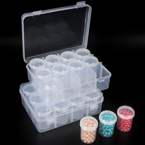 Segbeauty Diamond Painting Aufbewahrungsbox, 2 Stück 12 Fächer Sortierkasten Kleinteile, Perlen Sortierbox mit Verstellbaren Trennwänden, für Saatgut Aufbewahrung