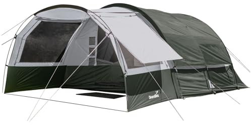 Skandika Tunnelzelt Indal 5 | Camping Zelt für 5 Personen, Panoramadach, mit Vordach, mit eingenähtem Zeltboden, 3000 mm Wassersäule, Moskitonetz | Familienzelt, Campingzelt, Outdoor