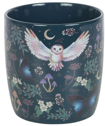 Something Different Wholesale Mystical Navy-Blue Owl & Moon Mug – 320ml, Featuring Flying Owls, Crescent Moons, and Forest Plants – Microwave & Dishwasher Safe – Ideal for Evening Teas and Relaxation