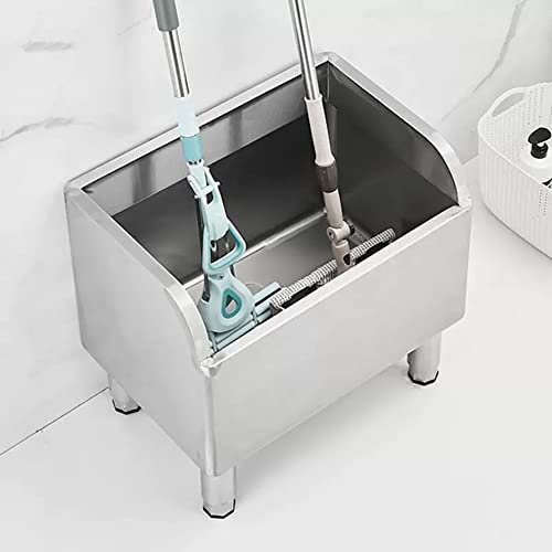 GLJTUO Évier De Service en Acier Inoxydable avec Égouttoir Et Crépine pour Cuisines Commerciales, Restaurants Et Garages,Silver-60x41x55cm