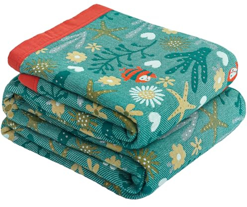 HOORDRY Bohemian Throw Blanket,Double-sided Blanket for Bed | 100% Organic Cotton Ultra Soft Rustic Quilt Farmhouse Decor Blanket 230x250CM, Throw for Sofa Couch All Season