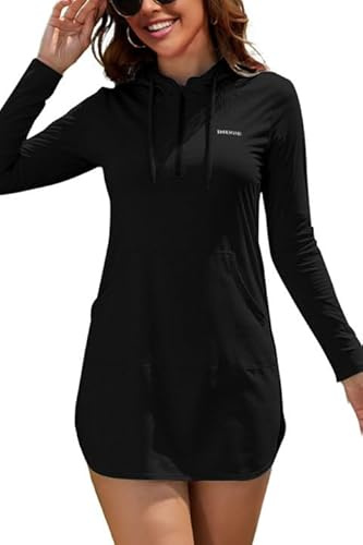 SHEKINI Maillot de Bain Rashguard Femme Anti-UV à Manches Longues Surfwear Front Half Zip avec Poches Surf Shirt Rash Guard pour Natation Plage