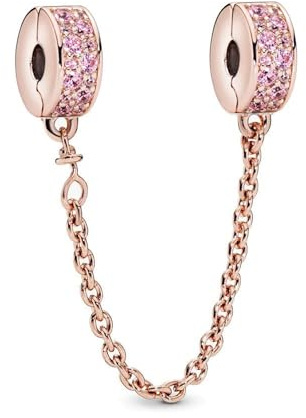HAEPIAR 925 Sterling Silber Charms Roségold Sicherheitskette für Armband Halskette Anhänger Bead für Damen