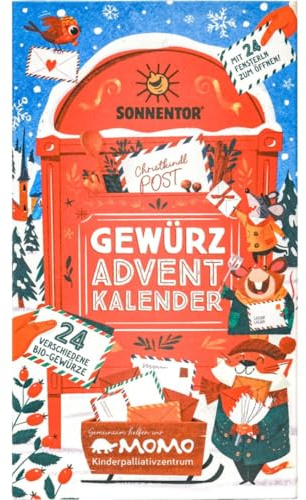 Sonnentor Bio Gewürz Adventskalender 2025, 24 Gewürze & Gewürzmischungen, Vegan, Mit Rezepten & Motiven