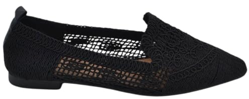 Malu Shoes Ballerina Donna Nero in Tessuto Lavorato a Maglia con Punta Affusolata e Suola in Gomma Tacco Piatto (40 EU)