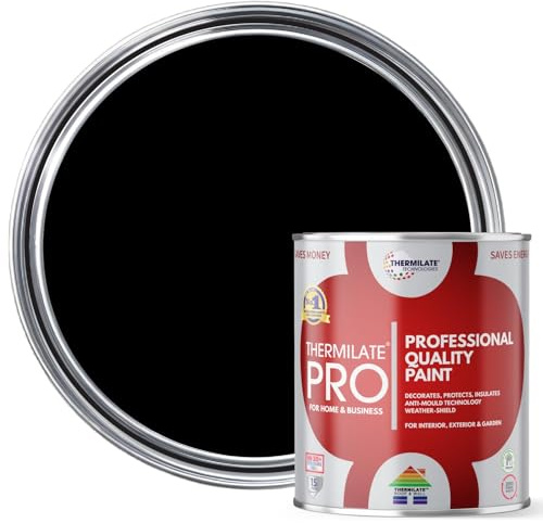 Thermilate PRO FLEX Interior & Exterior Paint - Professional Multi-Surface Paint & Primer for All Walls, Wood, Furniture, Kitchen Cupboards & Garden | All-in-One - Black - 2.5L - Satin