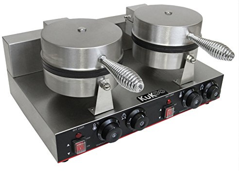 KuKoo Waflera Gofrera Doble Eléctrica 1000W de Acero Inoxidable, Aluminio y Plancha PTFE Waflera Gofres Waffle Maker Máquina de Hacer Waffles Wafflera Doble con Control Temperatura Automático