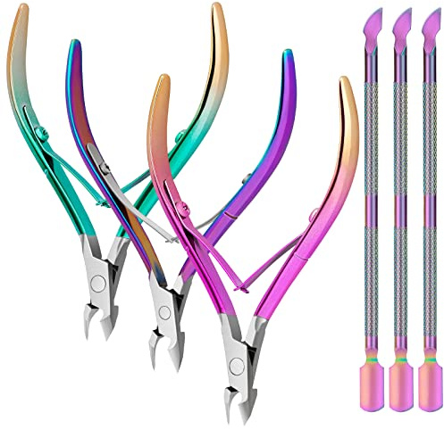 Cuticle Trimmer with Cuticle Pusher Cuticle Nipper Cuticle Remover Cutter Stainless Steel Nail Cuticle Trimmer Manicure Pedicure Tools for Nail