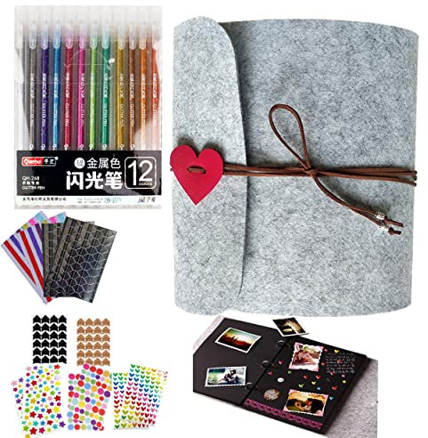 Album Fotografico, Album Scrapbooking Foto Nere Album,30 Pagine Album Foto Fai Da Te Design, per Regalo di Compleanno, Laurea, Libro per Ospiti Anniversario Matrimonio (Grigio)