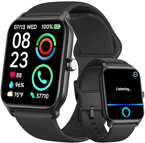 Fitpolo Smart Watches for Men Android & iPhone, Alexa Built-in [1.8 HD Screen] IP68 Waterproof Fitness Watch with Bluetooth Call (Answer/Make), Heart Rate/Sleep/SpO2 Monitor, 105+ Sports Tracker