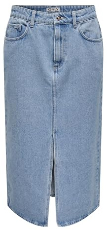 Only Onlbianca Midi Skirt DNM Rea Noos Falda Vaquera para Mujer, Mezclilla De Color Azul Claro, S