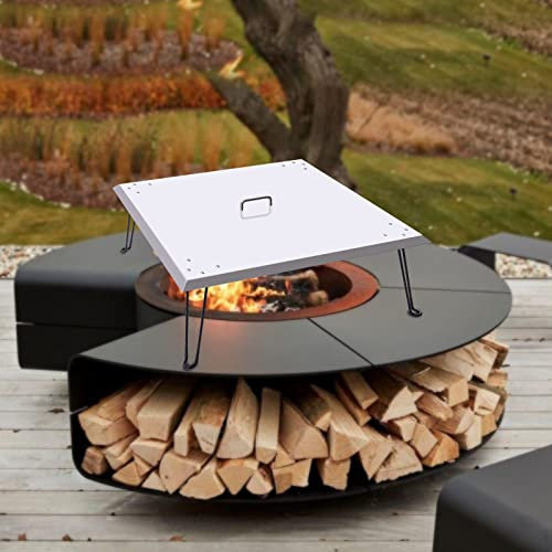 Hanmorfarbi Deflettore termico in acciaio inox, per focolare di fuoco e focola di calore, pieghevole, con maniglia, per interni ed esterni, per minori di 63,5 x 63,5 x 30,8 cm