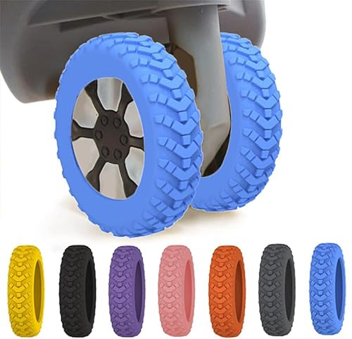 EHOTER Luggage Wheel Cover, 8Pcs Silent Protection Cover, Wave Blue