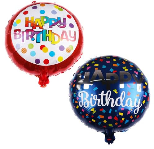 Lot de 2 ballons en aluminium Happy Birthday, décoration d'anniversaire, slogan d'anniversaire, ballons ronds pour décoration de fête d'anniversaire surprise